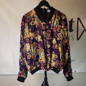 Vibrant Purple Floral Women's Bomber Jacket
